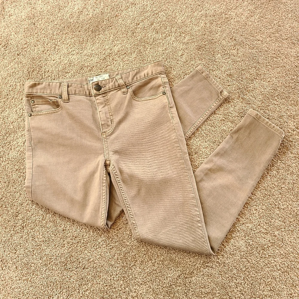 Free People Beige Destroyed Knee Skinny Jeans